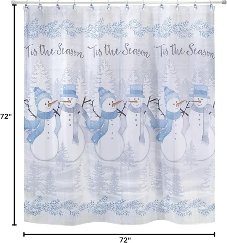 Vista 11 de Avanti Linens Cortina con juego de 12 ganchos a juego, decoración de baño y vacaciones (Frosty Friends), juego de ducha de 13 piezas