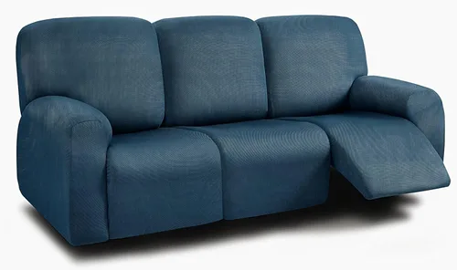 Vista 38 de ULTICOR Fundas para sofá reclinable de 8 piezas, fundas elásticas con hilo teñido para sofá reclinable de 3 cojines, gruesas, suaves y lavables Gris