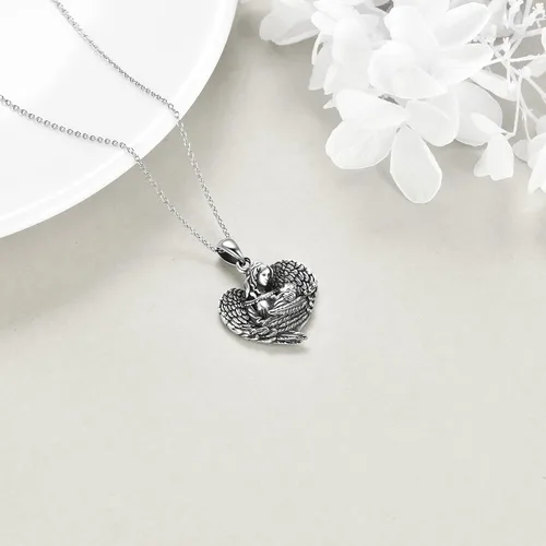 Vista 5 de YAFEINI Mother Child Necklace 925 Sterling Silver Mother's Day Gift Mother Necklace I Love You Mom