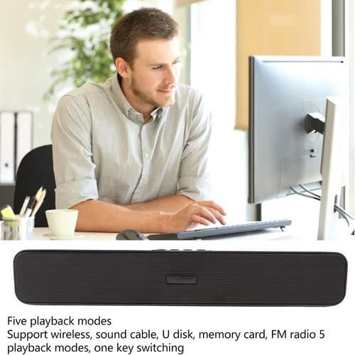 Vista 2 de ASHATA Barra de sonido para PC, con cable y altavoz de computadora, barra de sonido estéreo de cine en casa, tarjeta de memoria de disco U