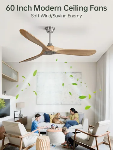 Vista 8 de Sofucor Ventiladores de techo de 60 pulgadas sin luz, ventilador de techo para exteriores con control remoto, motor CC reversible de 3 cuchillas