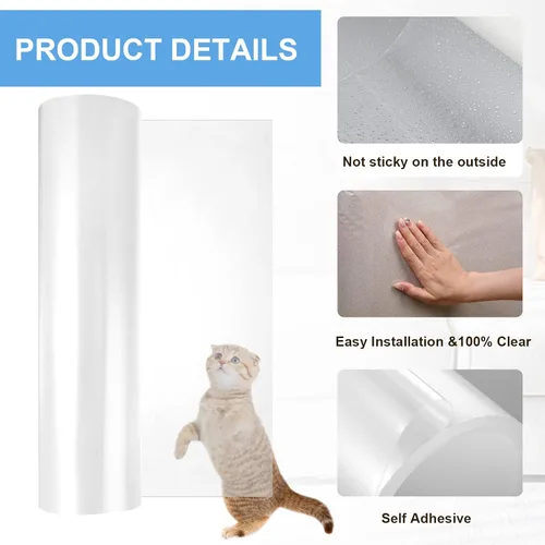 Vista 2 de Yaomiao Cinta antiarañazos para gatos, protector de muebles de arañazos de perros, transparente de doble cara para sofá, cinta adhesiva de vinilo