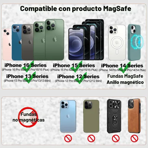 Vista 8 de Cartera magnética iLodn compatible con MagSafe para iPhone 17 16 15 14 13 12 Pro Max Air Plus, tarjetero Mag 3 Safe adhesivo para accesorios