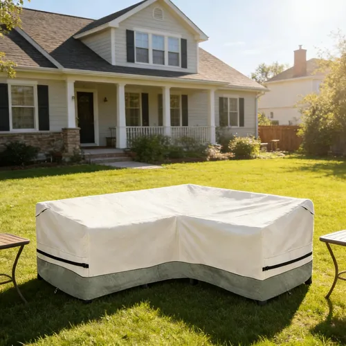 Vista 7 de okcool Funda de sofá modular para exteriores, impermeable, en forma de V, para muebles de patio de 7 plazas (105 x 105 pulgadas), color blanco