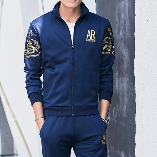 Vista 3 de AOTORR Chándal para hombre, deportivo, casual, con cierre completo, cálido, para correr