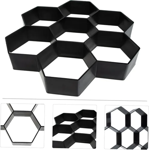 Vista 5 de MERRYHAPY Molde de plástico para pavimentar caminos de jardín, moldes reutilizables para pasarelas y patios, diseño irregular para fácil uso