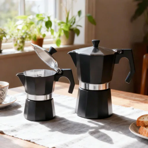 Vista 6 de wedrink Cafetera de Espresso de 3 Tazas para Estufa, Olla de Moka de Aluminio Percolador (150ml)