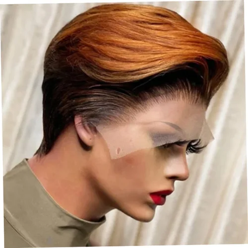 Vista 6 de Pelucas cortadas, peluca sintética corta de corte Bob de 6 pulgadas, lindas pelucas de cabello rizado sin encaje para mujeres negras, pelucas rubias