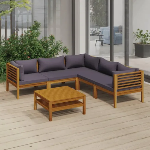 Vista 25 de Juego de 5 piezas para patio con cojín, juego de muebles de sofá, resistente a la intemperie, adecuado para uso en exteriores, requiere montaje Gris