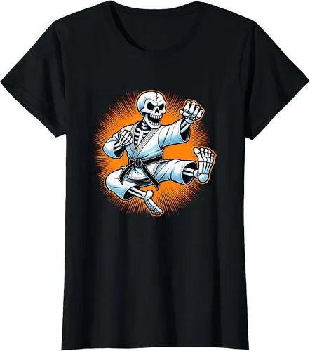 Vista 5 de Camiseta de karate de esqueleto de Halloween