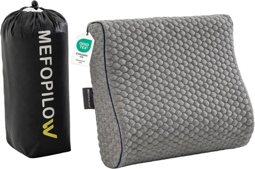 Vista 10 de Almohada de viaje de espuma viscoelástica con funda lavable y bolsa de transporte, almohada de cuello compacta, suave y transpirable para avión