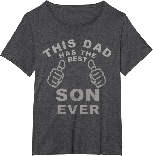 Vista 27 de Camiseta con texto en inglés "This Dad Has the Best Son Ever", regalo del día del padre, Negro