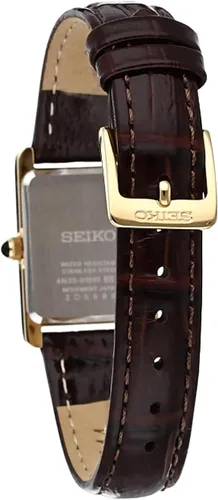 Vista 2 de SEIKO Essentials Watch for Women - Essentials - Water Resistant with Stainless Steel Rectangular Case and Leather Strap