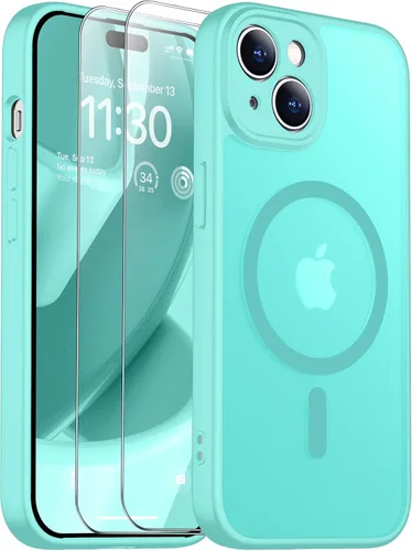 Vista 127 de SPIDERCASE Funda magnética translúcida diseñada para iPhone 11, con 2 protectores de pantalla de vidrio templado, antihuellas, para iPhone 11 de 6.1