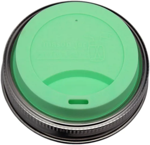 Vista 32 de Tapa de silicona para beber con banda de acero inoxidable para tarros Mason (Americana multicolor, boca regular)