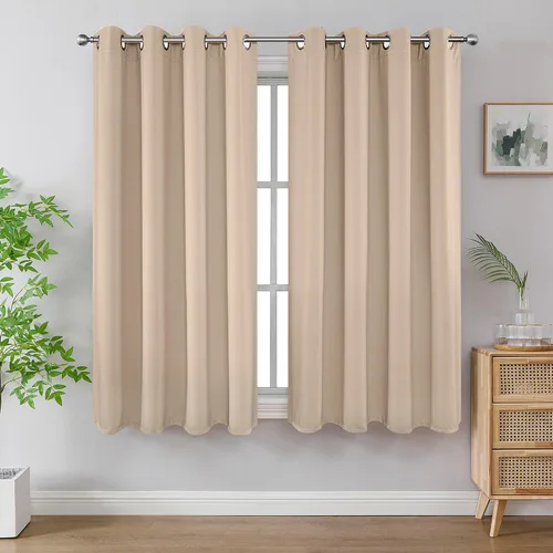 Vista 18 de Joydeco - Juego de 2 paneles de cortinas opacas de 63 pulgadas, 2 cortinas largas con aislamiento térmico burg, cortinas de oscurecimiento