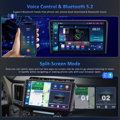Vista 6 de Radio estéreo de coche 4G+64G para Toyota RAV4 2013-2018, Carplay inalámbrico y Android Auto con Android 13 compatible con Bluetooth/Control