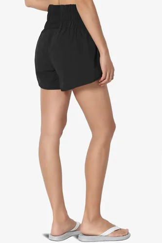 Vista 5 de Pantalones cortos de correr deportivos con cintura alta fruncida para mujer