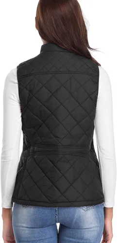 Vista 8 de Fuinloth - Chaleco acolchado para mujer, diseño de cuello alto, ligero, con cierre