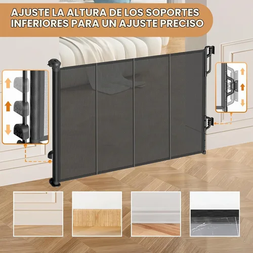 Vista 4 de Spaceany Puerta retráctil reforzada para bebés o puerta de malla para perros, fácil de usar para escaleras, puertas, pasillos, interiores