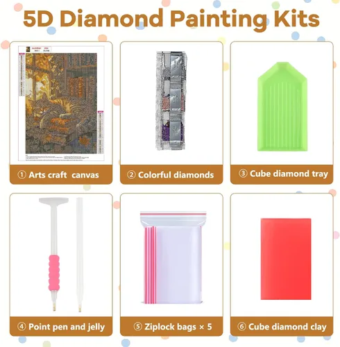 Vista 6 de NAIMOER Kits de arte de diamantes de gato para adultos principiantes, kit de pintura de diamante 5D, kit de mosaico de arte de gemas de taladro