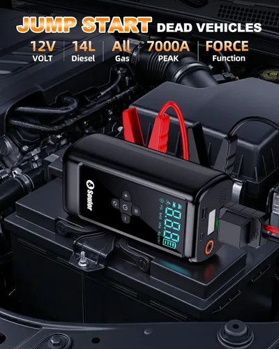 Vista 2 de 7000A Jump Starter with Air Compressor Car Jumper Starter Portable 7000A with Eva Bag
