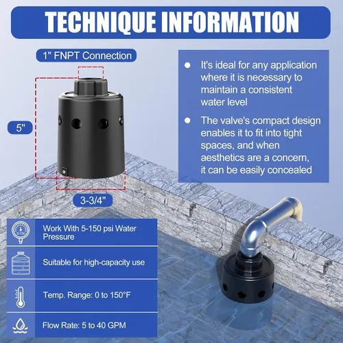 Vista 2 de Válvula de flotador para tanque de agua diseñada para control de nivel de agua, llenado automático y cierre automático, válvula de flotador