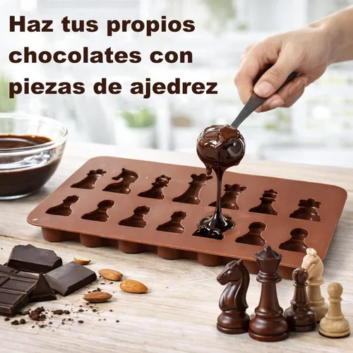 Vista 2 de Forma de ajedrez de chocolate de silicona para bricolaje, cera derretida para hornear, decoración para fiestas de cumpleaños, bodas, aniversarios