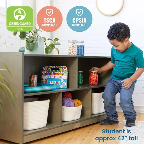 Vista 5 de ECR4Kids Gabinete de almacenamiento móvil de 5 compartimentos, para niños pequeños, mobiliario para aulas, Gris lavado