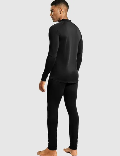Vista 3 de MIER Camiseta de manga larga con cuello alto falso para hombre, ligera, de compresión, para correr, atletismo, entrenamiento, camiseta de rendimiento