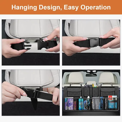 Vista 6 de Organizador de maletero de automóvil, organizador de asiento trasero de súper capacidad para SUV/camión/MPV (42"×18"), organizador de almacenamiento