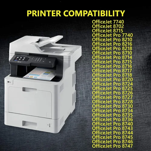 Vista 2 de Paquete de 4 cartuchos de tinta de repuesto compatibles para HP 952XL 952 XL para uso con OfficeJet Pro 7740 8210 8216 8218 8710 8716 8720 8726 8728