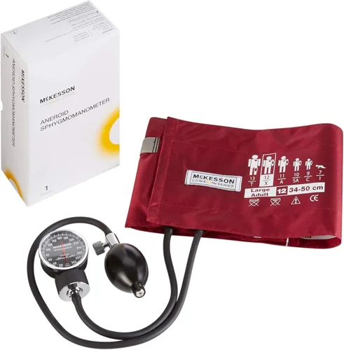Vista 10 de McKesson Esfigmomanómetro aneroide – Monitor manual de presión arterial con estuche de transporte, puño 7.5-10.6 in, azul real, 1 unidad