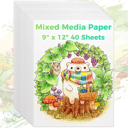 Vista 25 de 100 hojas de papel de acuarela, papel de color agua blanca de 4 x 6 pulgadas, 140 libras/10.58 oz/m², papel de color agua de prensa en frío