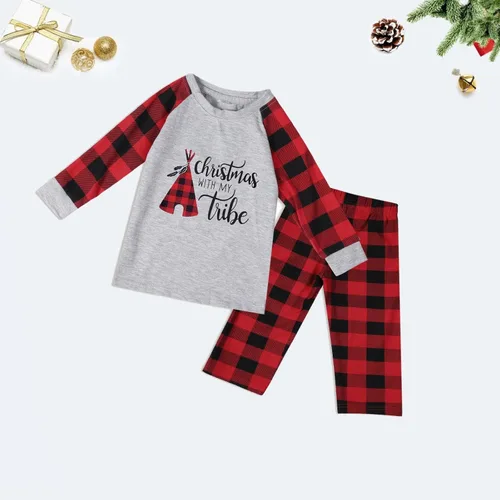 Vista 4 de Pijamas de Navidad para la familia, conjunto de pijamas de Navidad 2023, ropa de dormir divertida con estampado de Papá Noel, pijamas familiares a