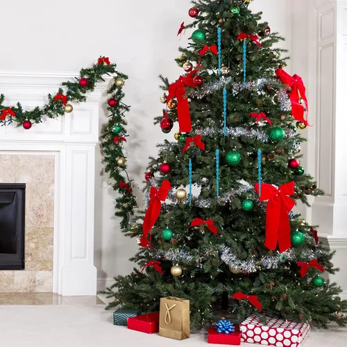 Vista 7 de AMS Adornos de carámbanos de plástico con purpurina brillante, 30 piezas de carámbanos torcidos, decoración para árbol de Navidad y colgar en Azul