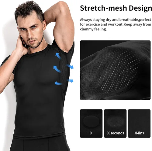 Vista 3 de Niksa Camisetas de compresión para hombre, paquete de 5, camisetas de compresión atlética de manga corta para entrenamiento fresco y seco