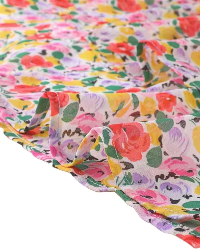 Vista 5 de Allegra K Minifalda floral acampanada con cintura elástica y dobladillo con volantes en capas para mujer