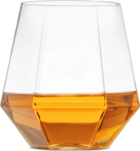 Vista 9 de Munfix Copas de vino de plástico sin tallo, paquete de 32 – en forma de diamante, irrompibles, desechables, de 12 onzas, de plástico transparente