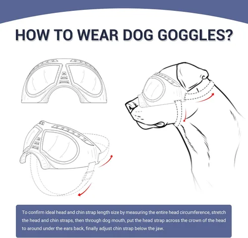 Vista 7 de NAMSAN Paquete de casco y gafas para perro, negro, grande, protección UV, ventilado, cierre de hebilla