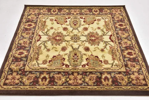Vista 5 de Unique Loom - Colección Voyage - Alfombra redonda tradicional oriental, marrón, Polipropileno, Crema/ marrón