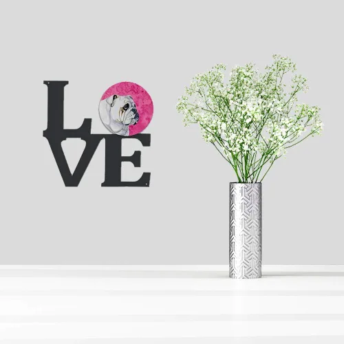 Vista 2 de Caroline's Treasures LH9364PKWALV Bulldog rosa Inglés Metal Wall Art Art Art Decor Patio Baño, Cocina Colorida Aluminio y Acero Negro Escultura