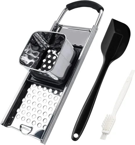 Vista 12 de Spaetzle Maker de acero inoxidable de alta calidad con espátula de silicona, colador de araña de acero inoxidable, cuchara espumadora, colador