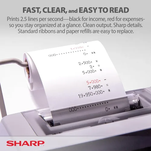 Vista 3 de Sharp EL-1801V calculadora-impresora compacta de 12 dígitos