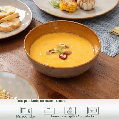 Vista 3 de vicrays Juego de Cuencos de Cerámica para Ensalada de Cocina, para Servir - Cuencos de Sopa de 32 Onzas, Cuencos para Pasta, Resistentes a las Beige