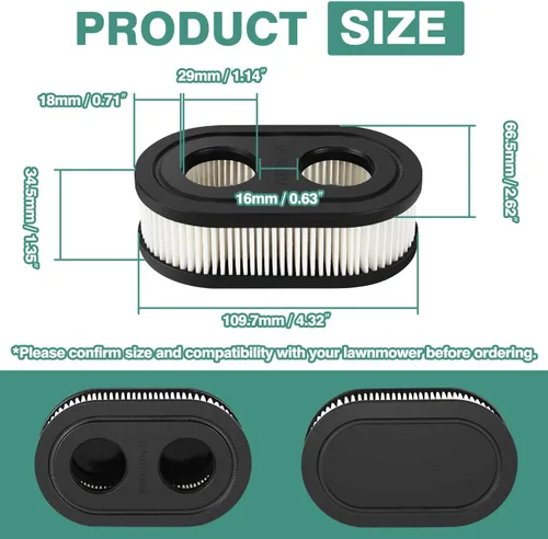 Vista 2 de 593260 Bujía de filtro de aire compatible con Troy-Bilt TB110 TB115 TB200 TB230 TB330 TB370 Filtro de aire para cortacésped 798452 334404、4247 5432K