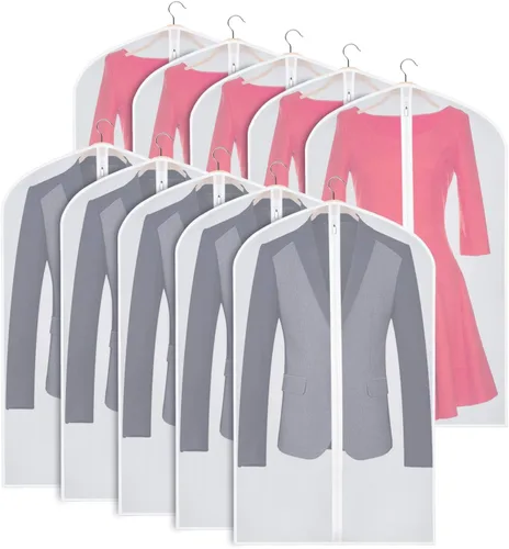 Vista 19 de Zilink Bolsas de ropa transpirables para abrigo de piel de 43", bolsas de traje para almacenamiento en armario, fundas transparentes para chaqueta