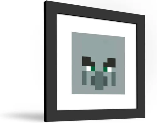 Vista 2 de Trends International Gallery Pops Minecraft: Pixeles icónicos - Mobs - Arte de pared Pillager, versión enmarcada en negro, 12 x 12 pulgadas