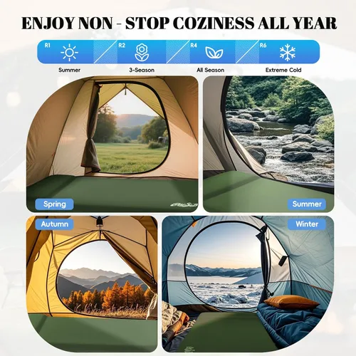 Vista 6 de Colchoneta de dormir autoinflable para acampar con bomba eléctrica, 3.2 pulgadas ultra gruesa de espuma viscoelástica con almohada, colchón