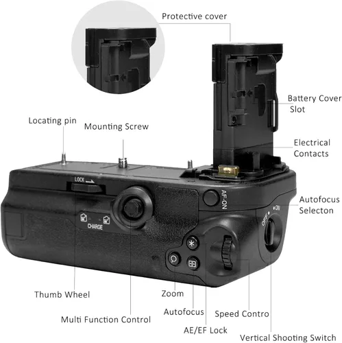 Vista 4 de BG-R10 - Agarre vertical de batería para cámara Canon EOS R5 R5C EOS R6 R6 Mark II, repuesto para Canon BG-R10 agarre de batería, alimentado por